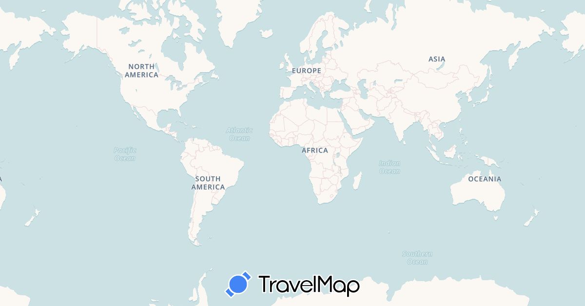 TravelMap itinerary: driving, bus in Brazil, Paraguay (South America)